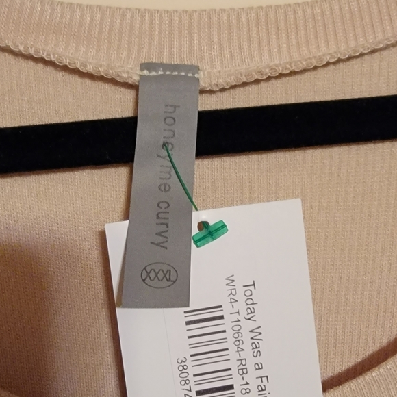 NWT HoneyMe brand khaki ribbed blouse with lettuce edges size 3x - Picture 3 of 6